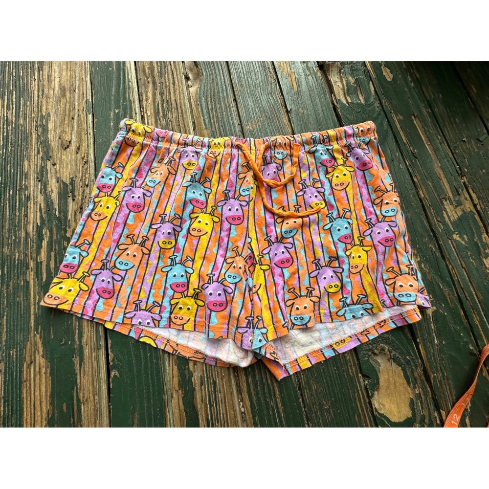 David & Goliath Giraffe Print Pajama Shorts Orange Multi Color XL Y2K Loungewear
